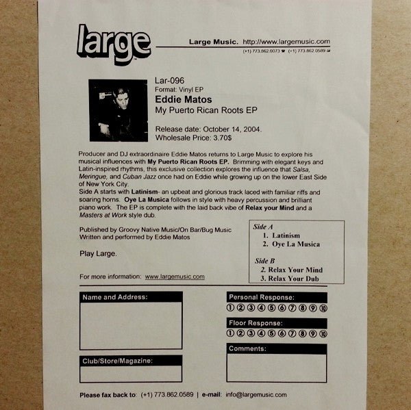 Eddie Matos - My Puerto Rican Roots EP Vinyl