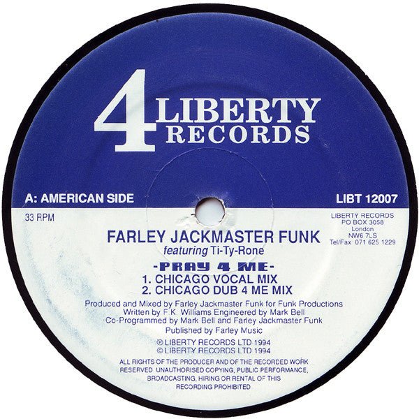 Farley "Jackmaster" Funk Featuring Ti - Ty - Rone - Pray 4 Me Vinyl