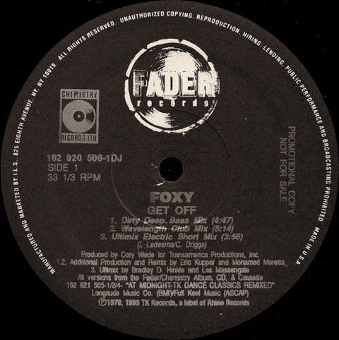 Foxy / Peter Brown - Get Off / Dance With Me Vinyl - Vinyl Record