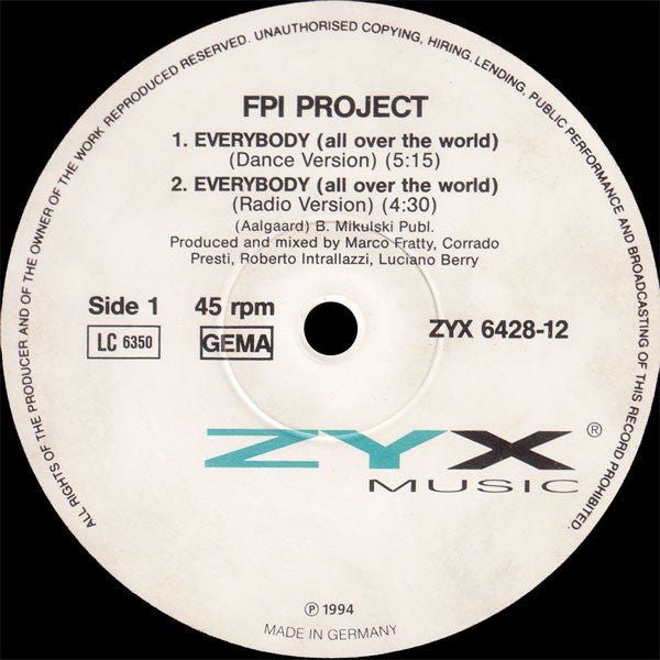FPI Project - Everybody (All Over The World) Vinyl