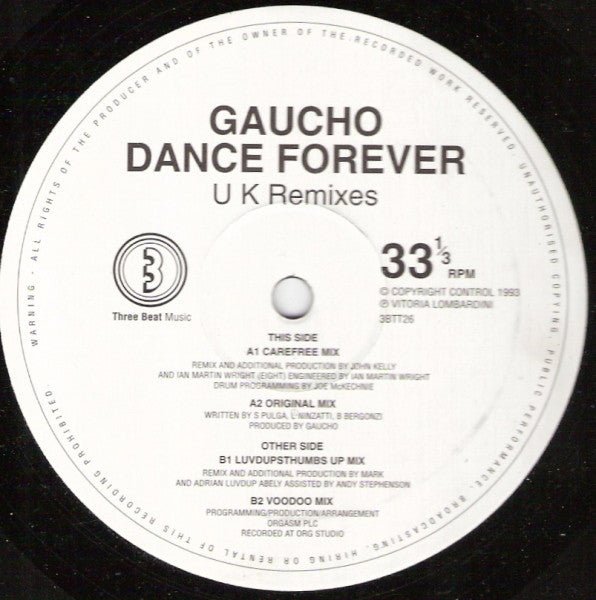 Gaucho - Dance Forever (UK Remixes) Vinyl