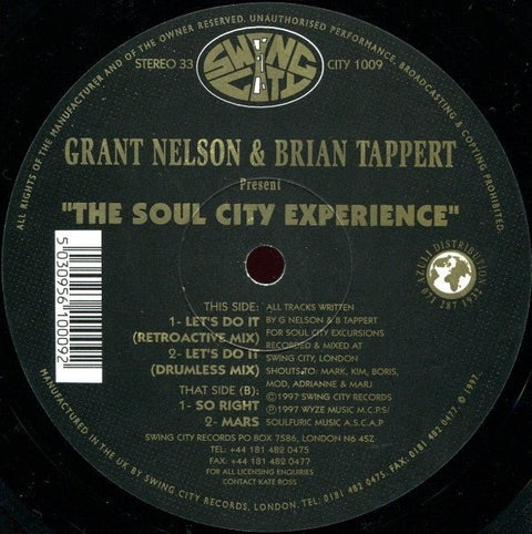Grant Nelson & Brian Tappert Present The Soul City Experience - Let's Do It Vinyl - Vinyl Record