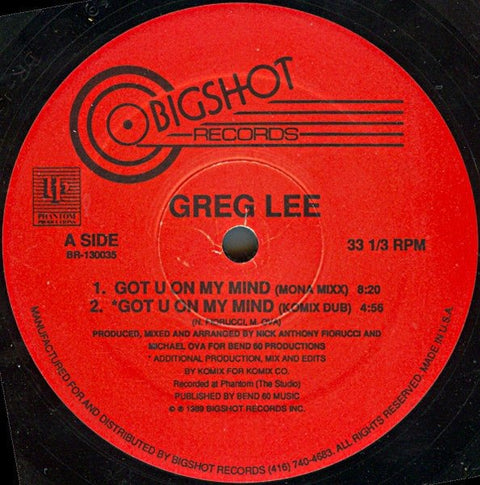 Greg Lee - Got U On My Mind Vinyl - Vinyl Record