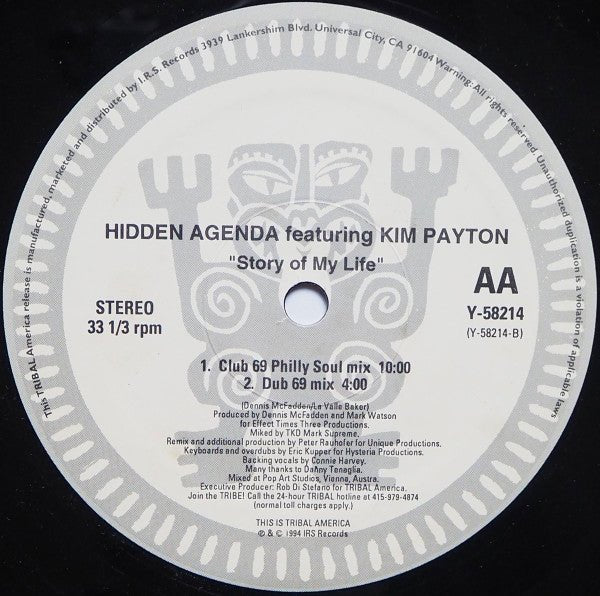 Hidden Agenda Featuring Kim Payton - Story Of My Life Vinyl