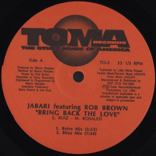 Jabari Featuring Rob Brown - Bring Back The Love Vinyl