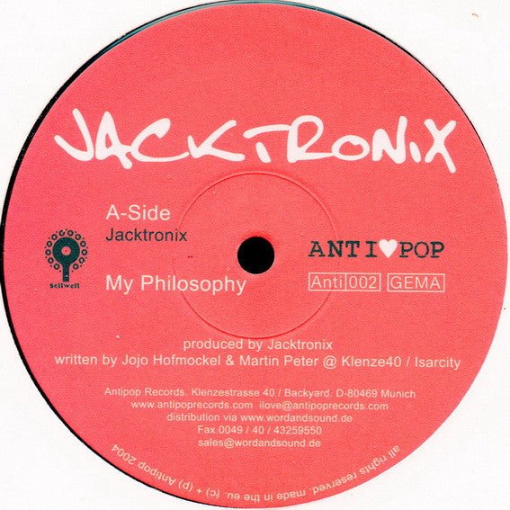 Jacktronix - My Philosophy / Gasoline Vinyl