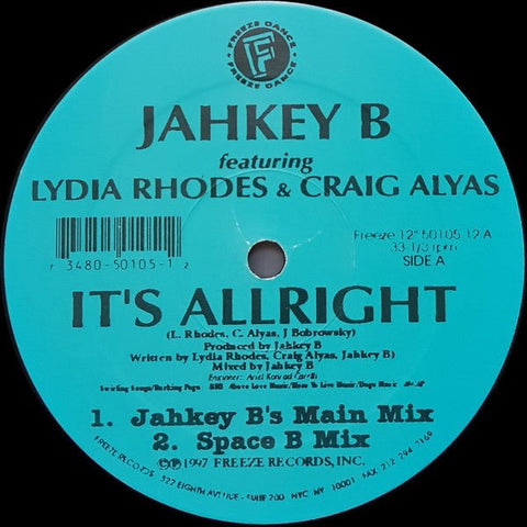Jahkey B Featuring Lydia Rhodes & Craig Alyas - It's Allright Vinyl - Vinyl Record