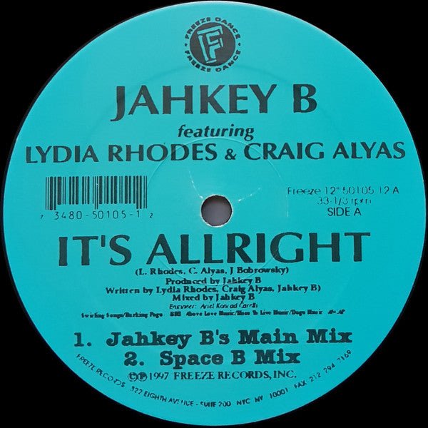 Jahkey B Featuring Lydia Rhodes & Craig Alyas - It's Allright Vinyl