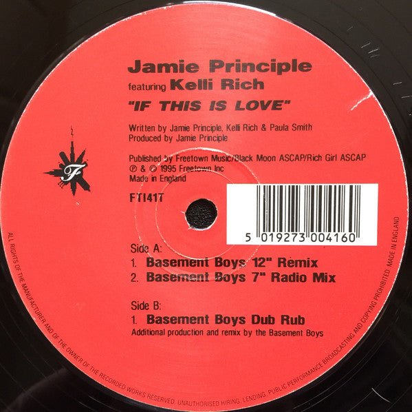 Jamie Principle Featuring Kelli Rich - If This Is Love Vinyl
