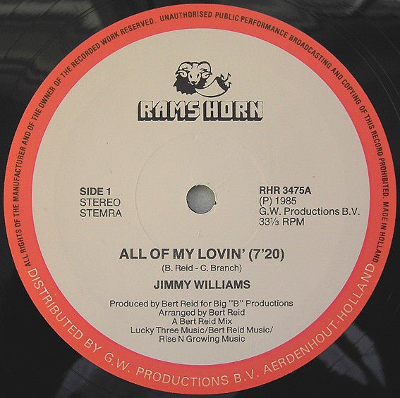 Jimmy Williams - All Of My Lovin' Vinyl