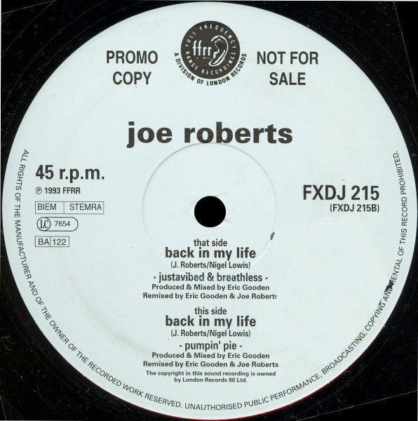Joe Roberts - Back In My Life Vinyl