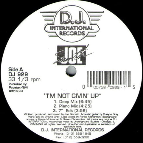 Joe Smooth - I'm Not Givin' Up / One Moment In Love Vinyl - Vinyl Record