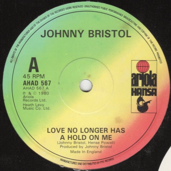 Johnny Bristol - Love No Longer Has A Hold On Me Vinyl