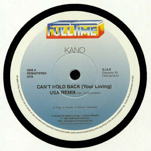 Kano / Jimmy Ross - Can't Hold Back (Your Loving) / Fall Into A Trance Vinyl - Vinyl Record