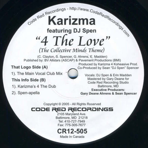 Karizma Featuring DJ Spen - 4 The Love (The Collective Minds Theme) Vinyl - Vinyl Record