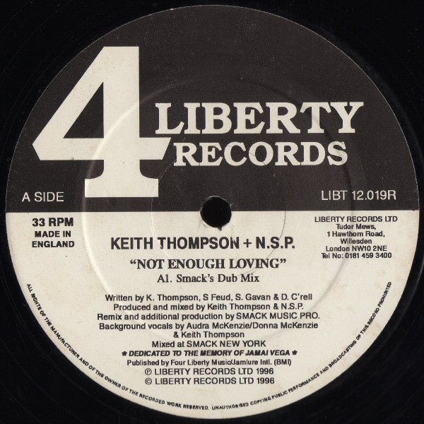 Keith Thompson + Northside Productions (NSP) - Not Enough Loving Vinyl