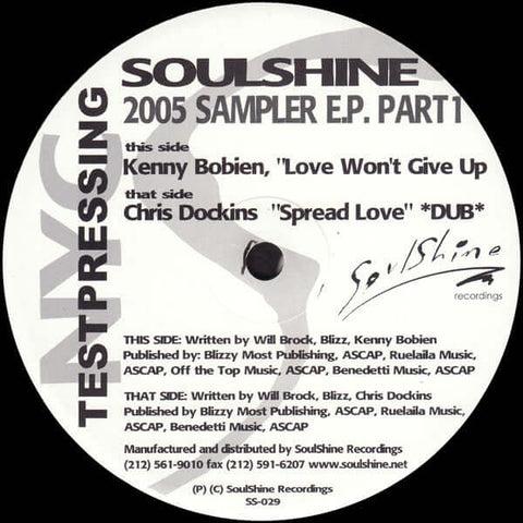 Kenny Bobien / Chris Dockins - Soulshine 2005 Sampler E.P. Part 1 Vinyl - Vinyl Record