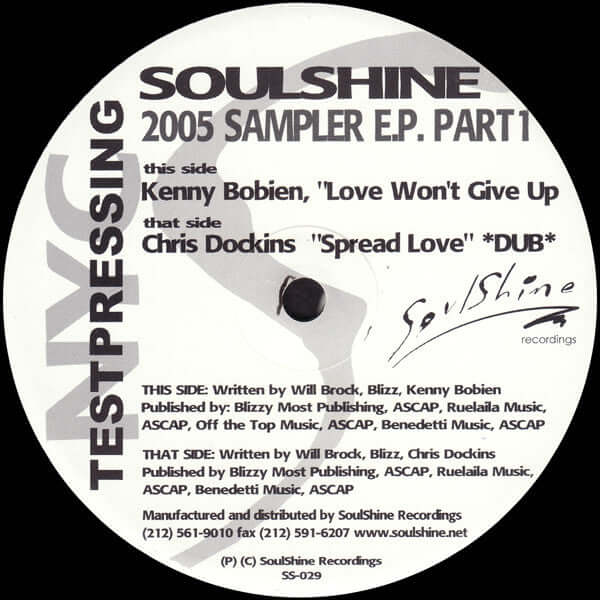 Kenny Bobien / Chris Dockins - Soulshine 2005 Sampler E.P. Part 1 Vinyl