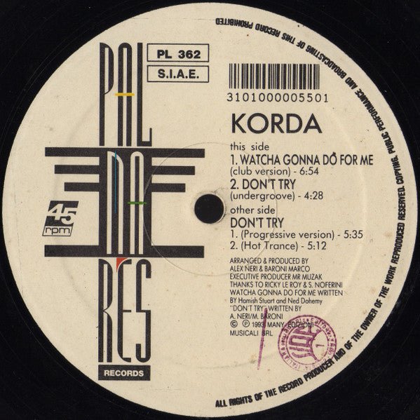 Korda - Watcha Gonna Do For Me / Don't Try Vinyl