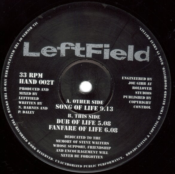Leftfield - Song Of Life Vinyl
