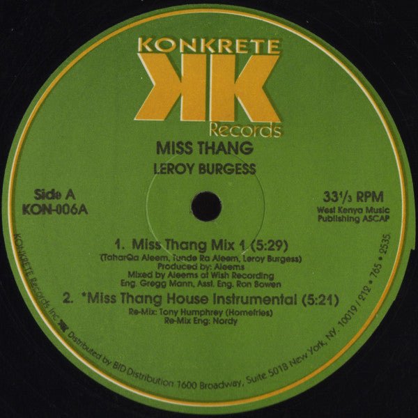 Leroy Burgess - Miss Thang Vinyl