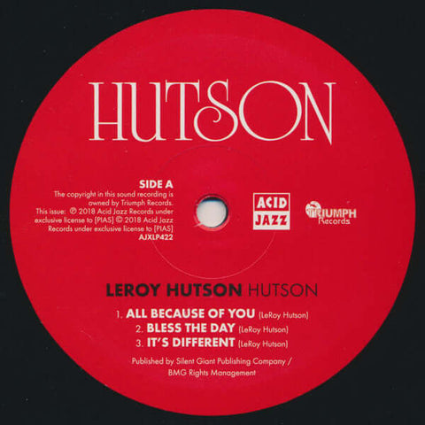 Leroy Hutson - Hutson Vinyl - Vinyl Record