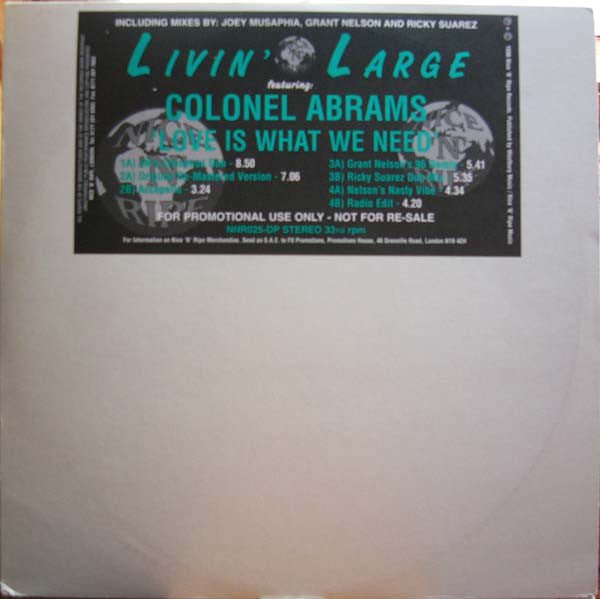 Livin' Large Featuring Colonel Abrams - Love Is What We Need Vinyl