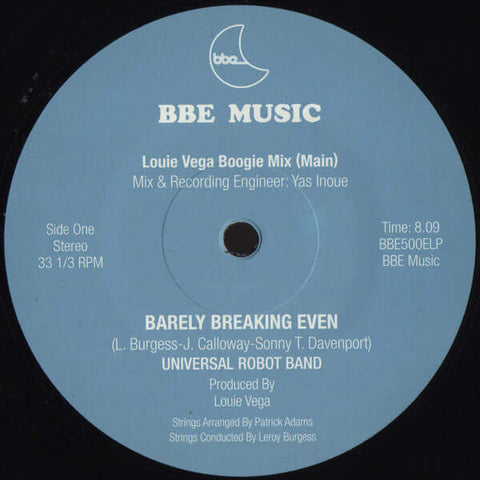 Louie Vega Presents Leroy Burgess & The Universal Robot Band Feat. Patrick Adams - Barely Breaking Even Vinyl - Vinyl Record