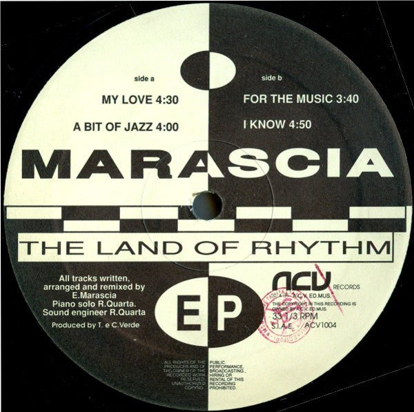 Marascia - The Land Of Rhythm EP Vinyl
