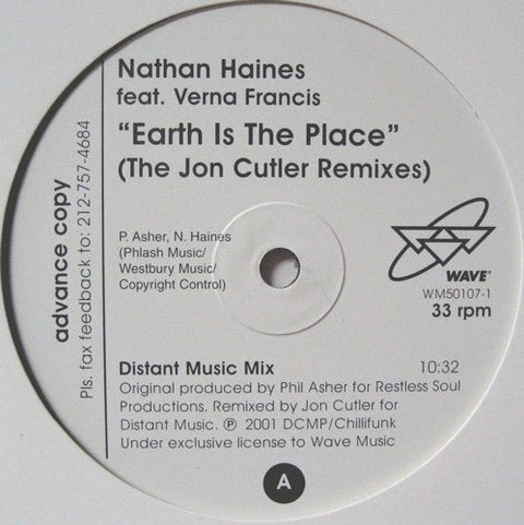 Nathan Haines Feat Verna Francis - Earth Is The Place (Jon Cutler Remixes) Vinyl - Vinyl Record