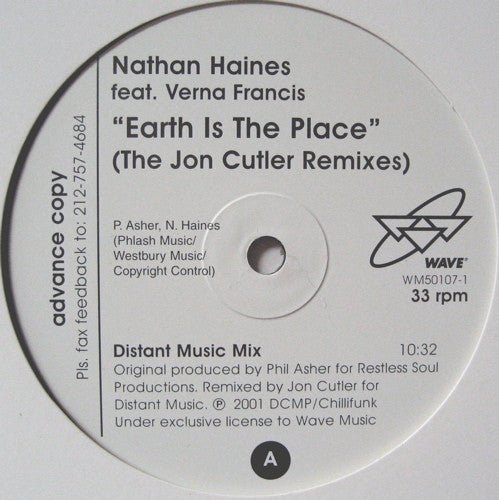 Nathan Haines Feat Verna Francis - Earth Is The Place (Jon Cutler Remixes) Vinyl