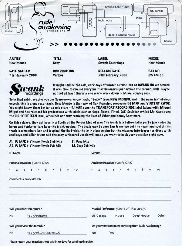 New Mondo - Sexy Vinyl