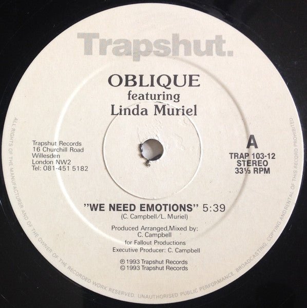Oblique - We Need Emotions Vinyl
