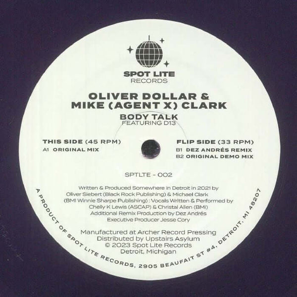 Oliver Dollar / Mike Agent X Clark - Body Talk Vinyl