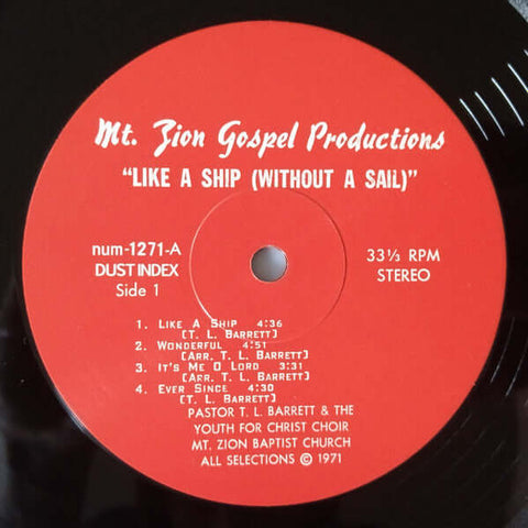 Pastor TL Barrett & The Youth For Christ Choir - Like A Ship (Without A Sail) Vinyl - Vinyl Record