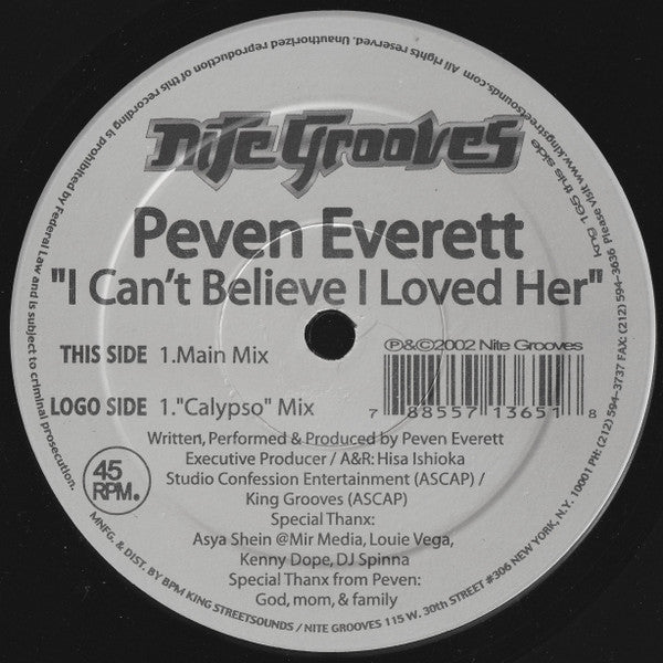 Peven Everett - I Can't Believe I Loved Her Vinyl