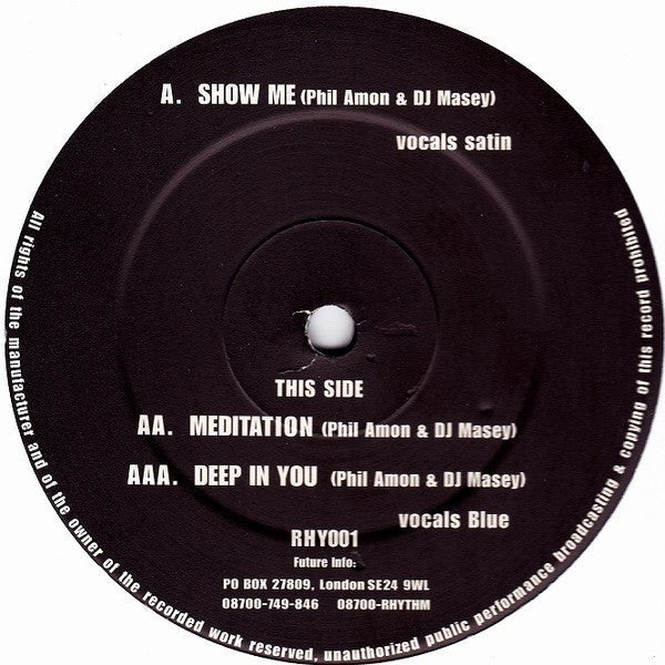 Phil Amon & DJ Masey - Show Me / Meditation / Deep In You Vinyl