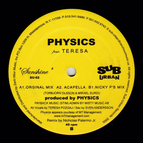 Physics Feat. Teresa - Sunshine Vinyl - Vinyl Record