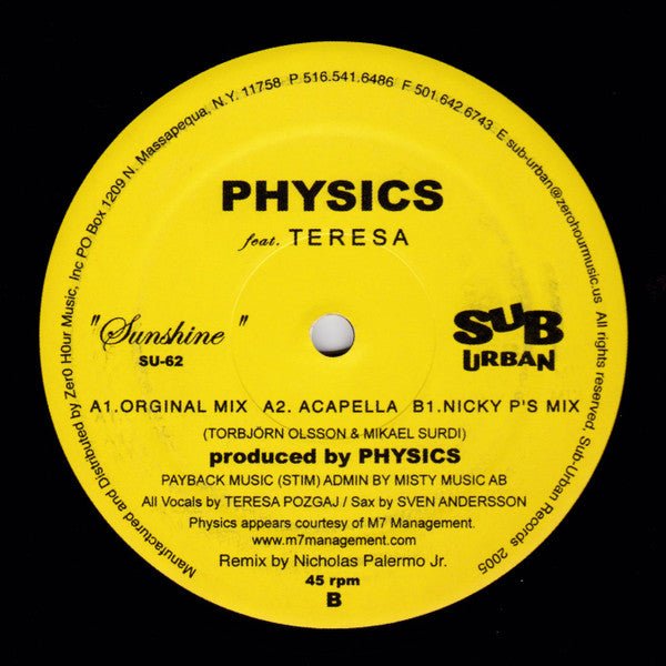 Physics Feat. Teresa - Sunshine Vinyl