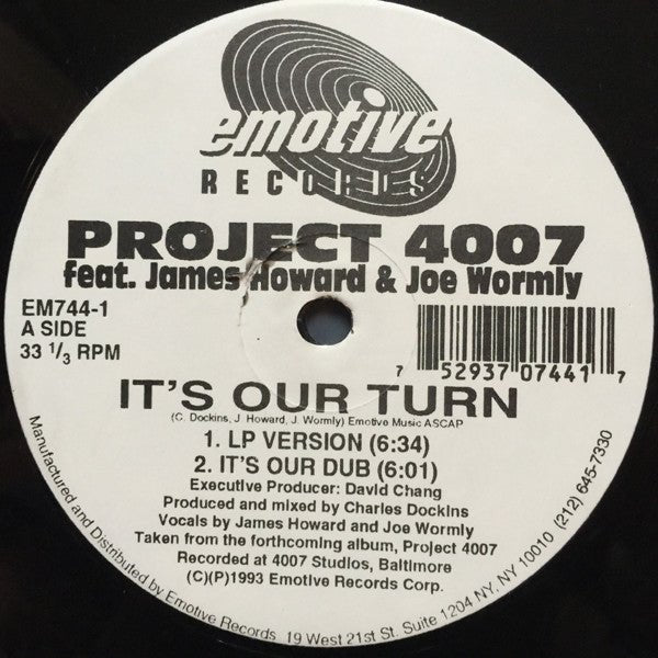 Project 4007 Feat. James Howard & Joe Wormly - It's Our Turn Vinyl