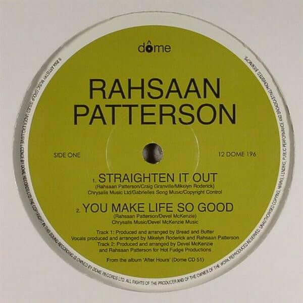 Rahsaan Patterson / Jimmy Sommers Featuring Rahsaan Patterson - Straighten It Out / You Make Life So Good / What Am I Gonna Do? (DJ Spinna Mix) Vinyl