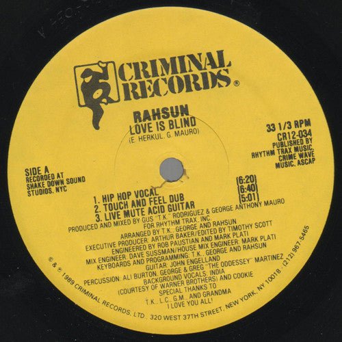 Rahsun - Love Is Blind Vinyl