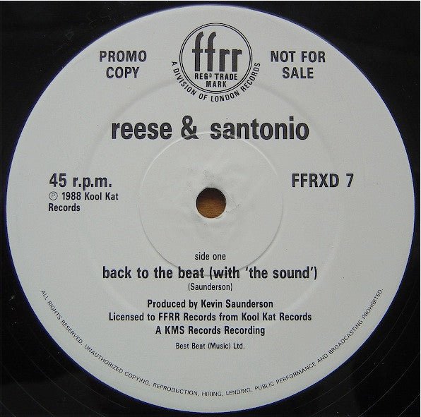 Reese & Santonio - Back To The Beat (With 'The Sound') Vinyl