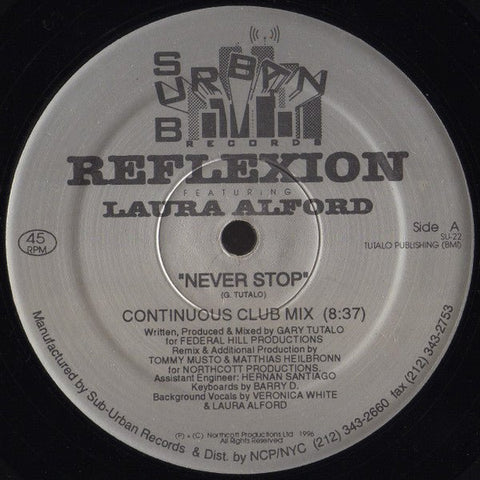 Reflexion Featuring Laura Alford - Never Stop Vinyl - Vinyl Record