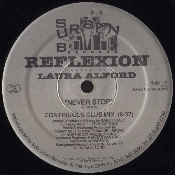 Reflexion Featuring Laura Alford - Never Stop Vinyl