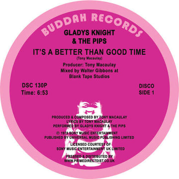 Gladys Knight & The Pips - It's a Better Than Good Time - Artists Gladys Knight & The Pips Genre Disco, Reissue Release Date 1 Jan 2017 Cat No. DSC130P Format 12