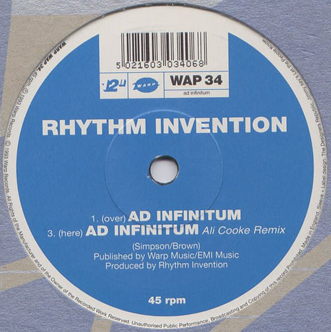 Rhythm Invention - Ad Infinitum Vinyl - Vinyl Record