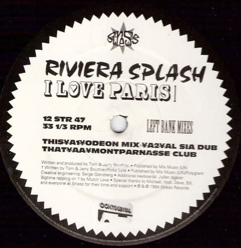 Riviera Splash - I Love Paris 1 (Left Bank Mixes) Vinyl - Vinyl Record