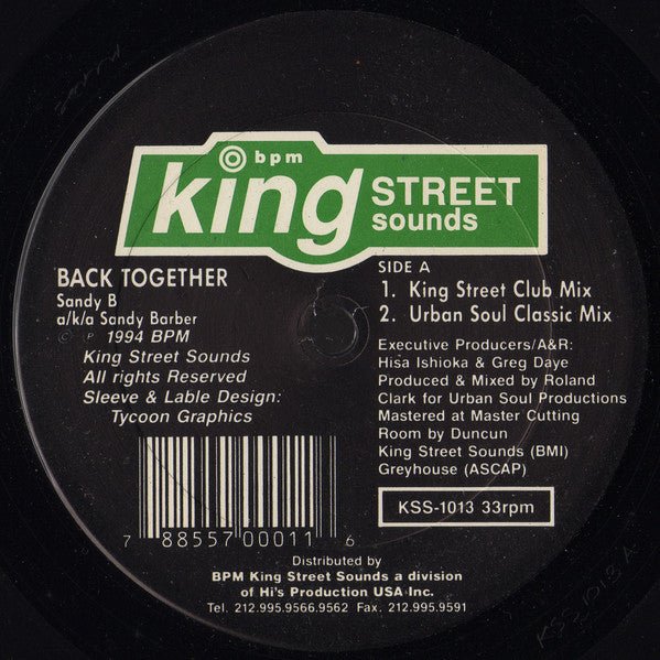 Sandy B a/k/a Sandy Barber - Back Together Vinyl