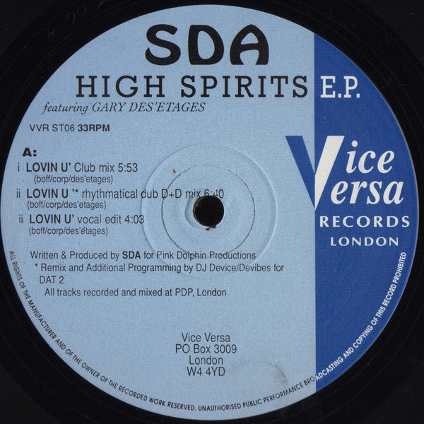 SDA - High Spirits E.P. Vinyl